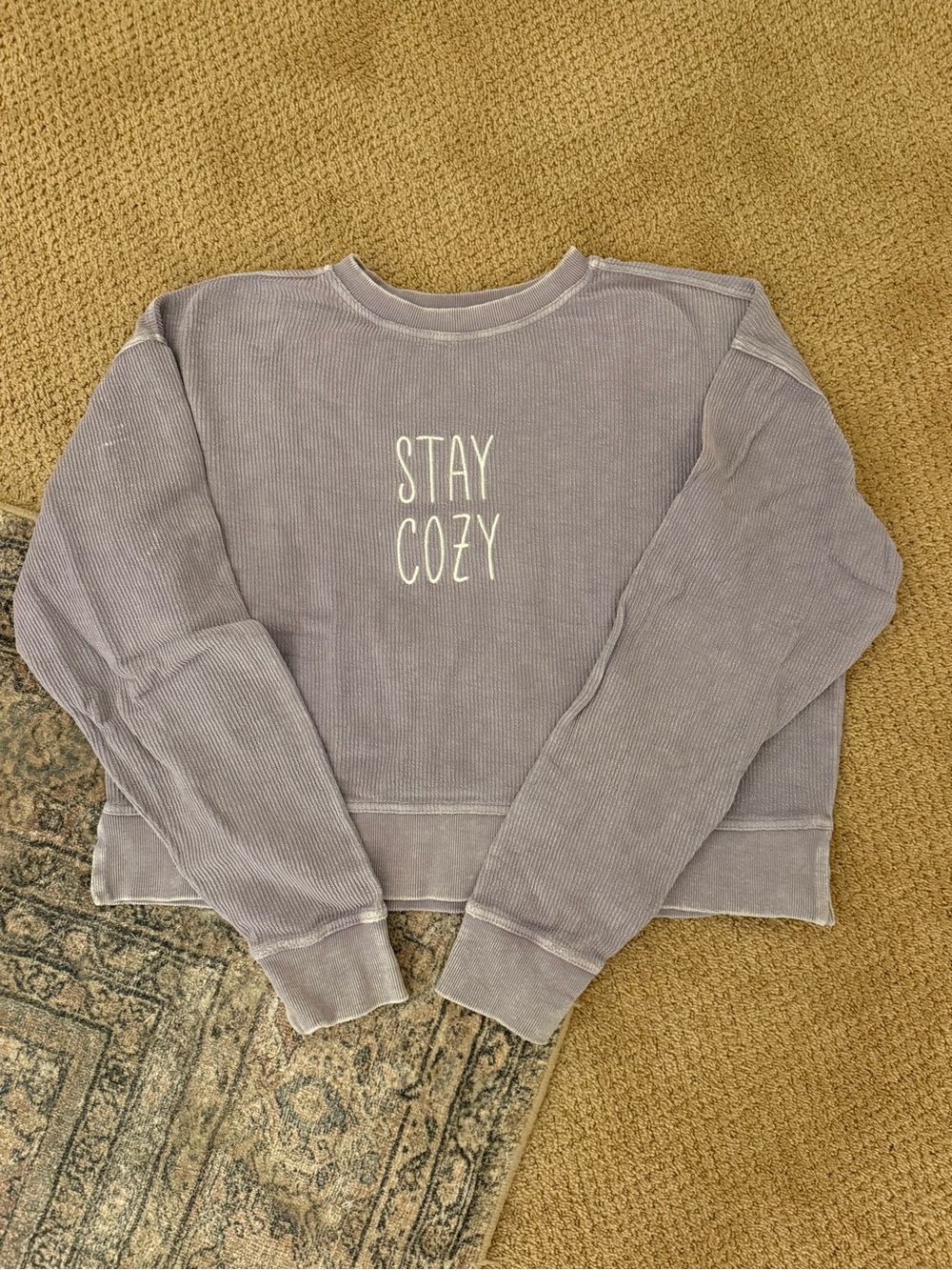 "Stay Cozy" Lavender Pullover Sweatshirt
